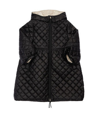 GIRLS HOODED QUILTED JACKET, DRK CREAM