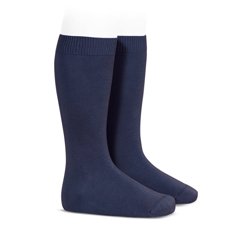 BASIC PLAIN RIB KNEE HIGH SOCKS, NAVY BLUE - Cemarose Children's Fashion Boutique