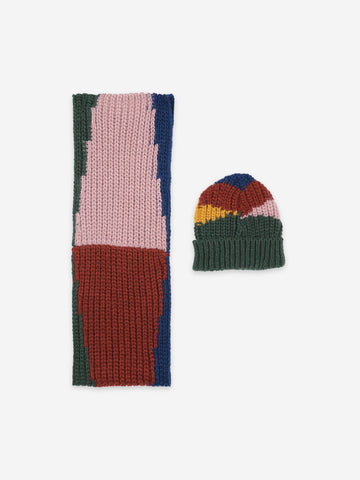 Color Block neck warmer and beanie set - Cémarose Canada