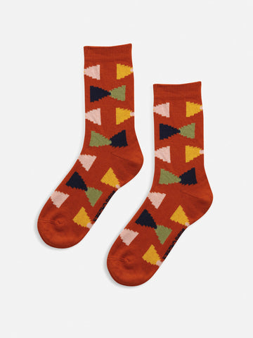 Geometric short socks, Tandoori Spice