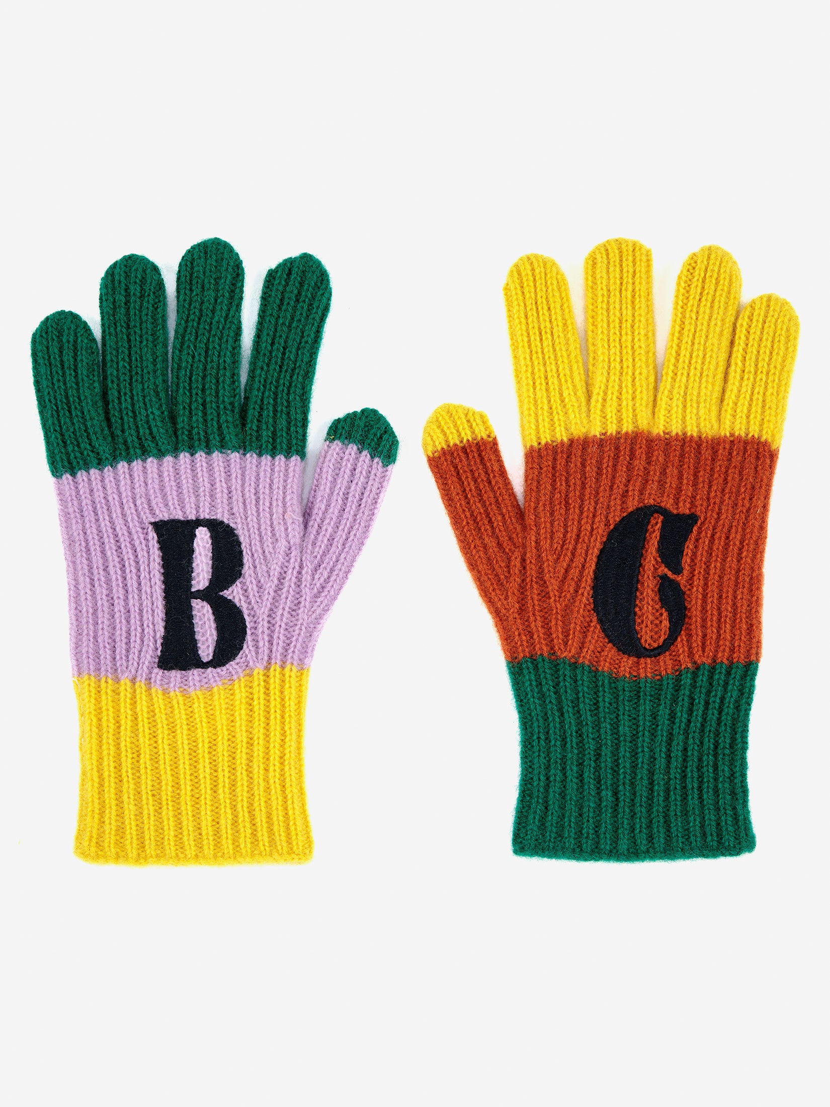 BC color block knitted gloves