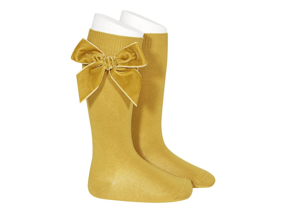 Side Velvet Bow Knee-High Socks, 2.489/2-645 - Cemarose Children's Fashion Boutique