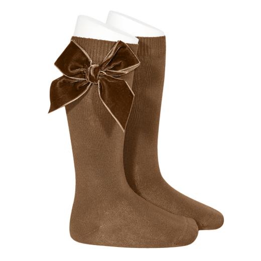 Side Velvet Bow Knee-High Socks, 2.489/2-807 - Cemarose Children's Fashion Boutique