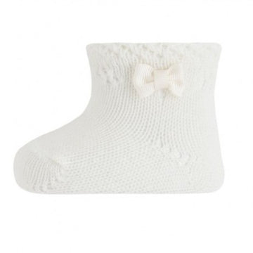 PERLE OPENWORK ANKLE SOCKS WITH BOW, 2.543/4-200 - Cemarose Children's Fashion Boutique