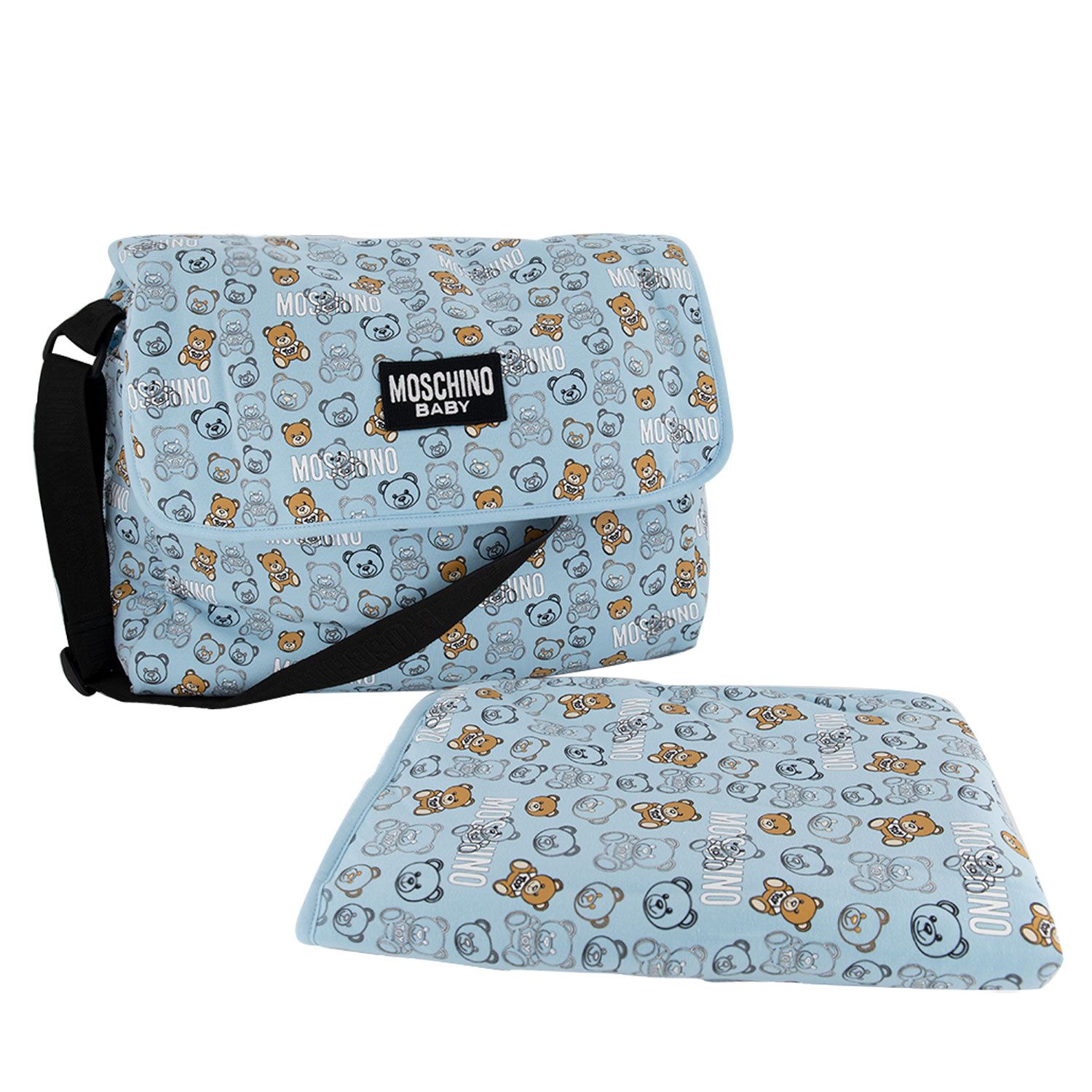 BABY CHANGING BAG WITH MAT AND ALLOVER BEAR PRNT, SKY TOY