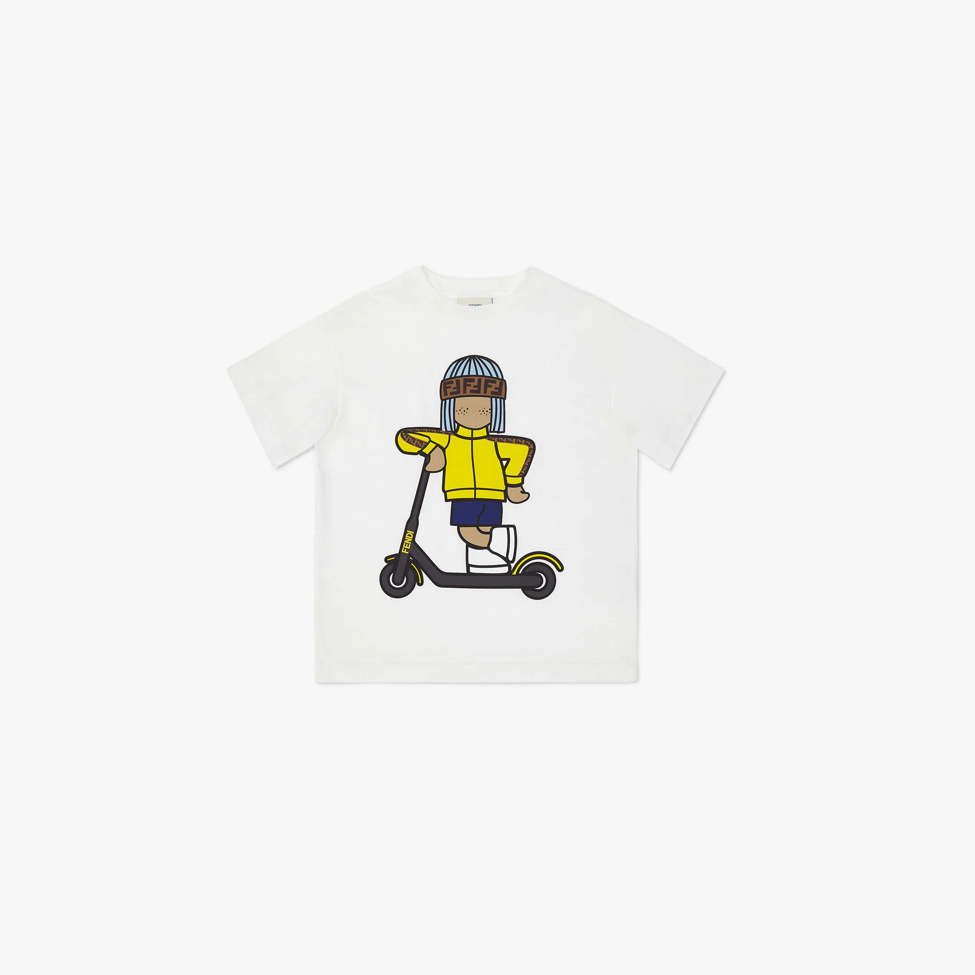 BOY SS TEE WITH BOY AND SCOOTER LRG PRINT, WHITE