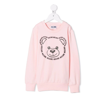 SWEATSHIRT W LRG TXT BEAR, SUGAR ROSE