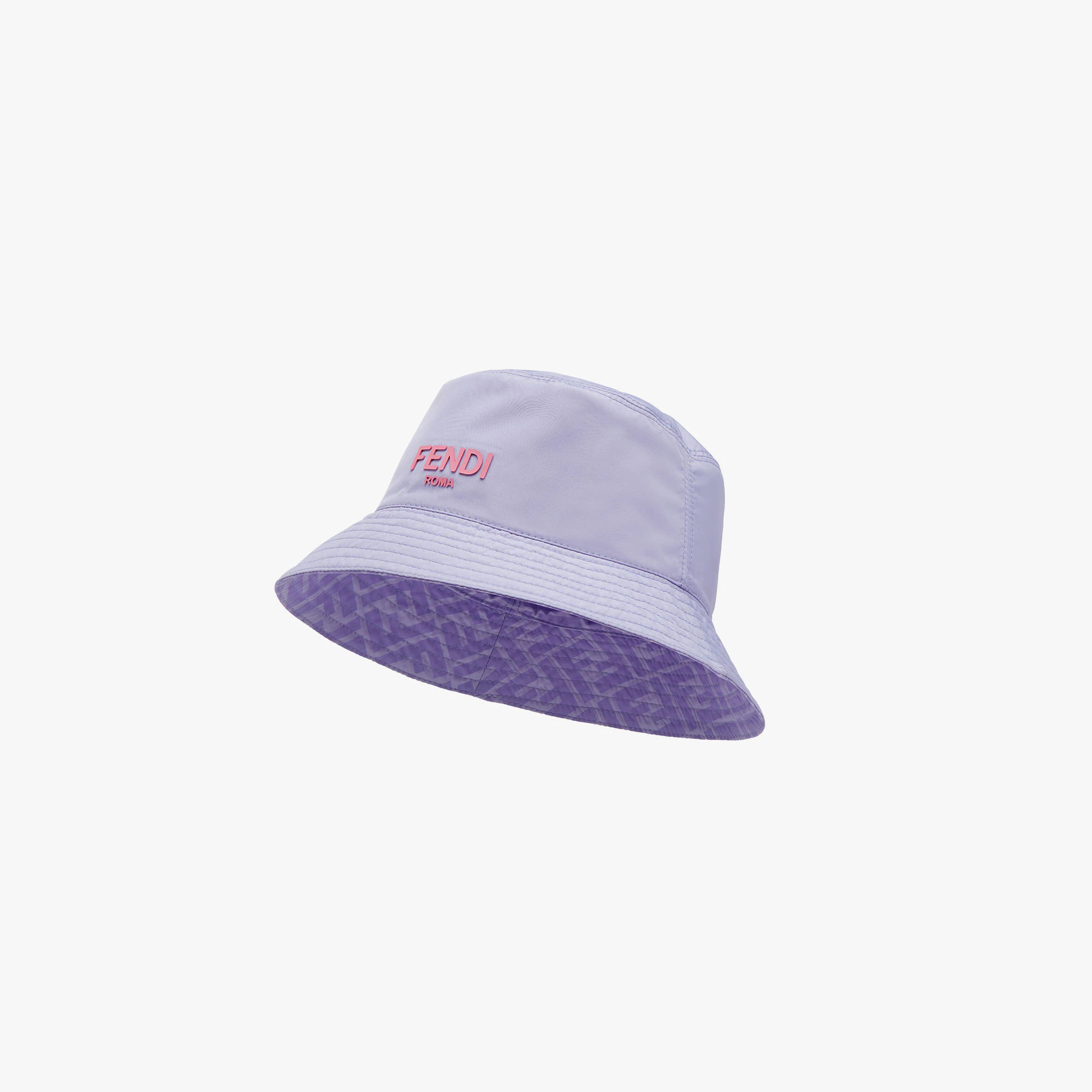 REVERSIBLE BUCKET HAT W FF ALLOVER PRINT, LILAC