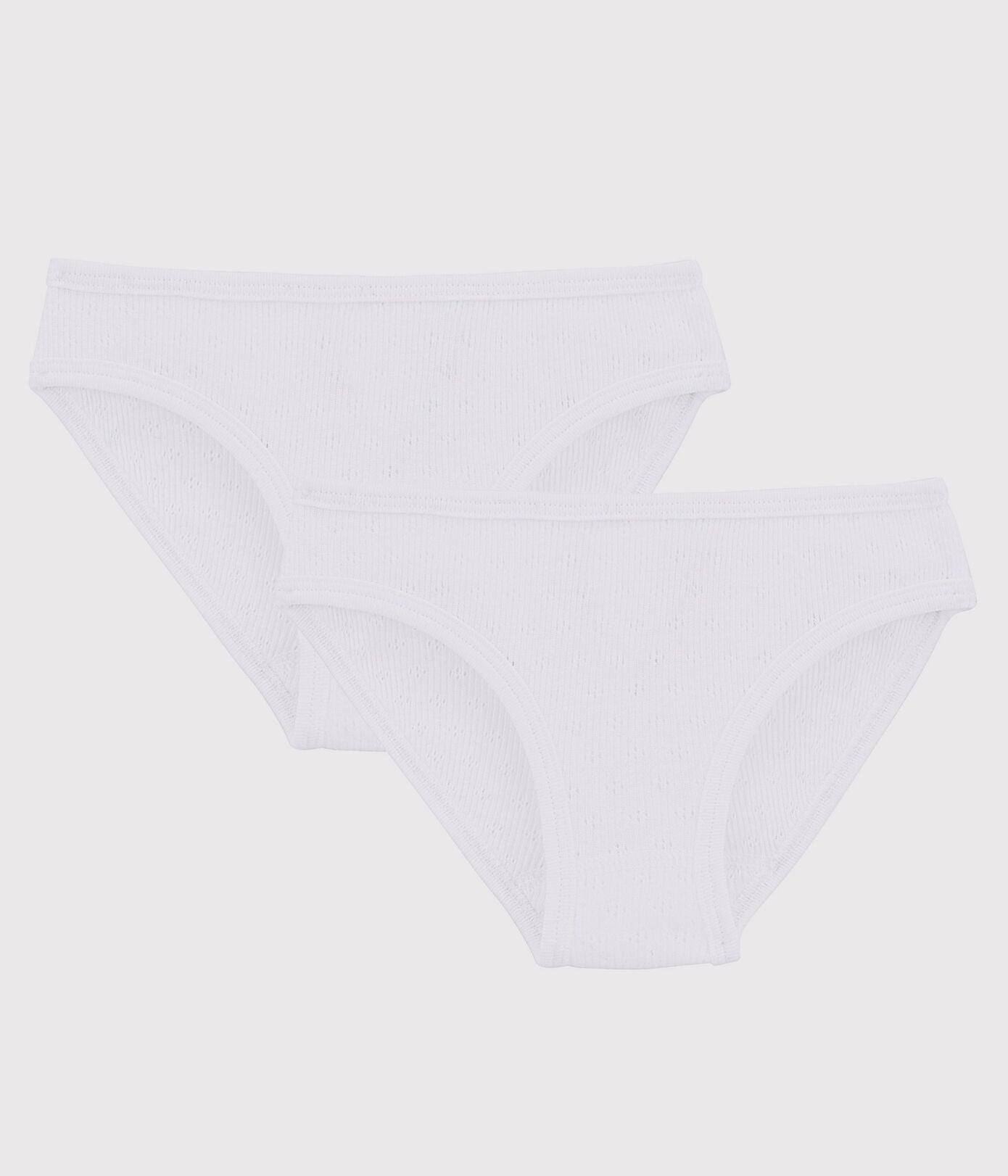 GIRLS' OPENWORK ORGANIC COTTON BRIEFS - 2 PACKS