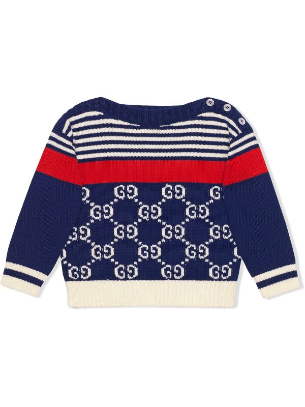Baby GG and stripes knit jumper - Cémarose Canada