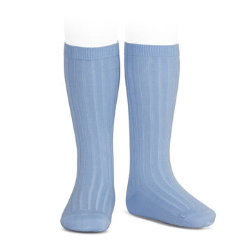 Basic rib knee high socks - Azulado