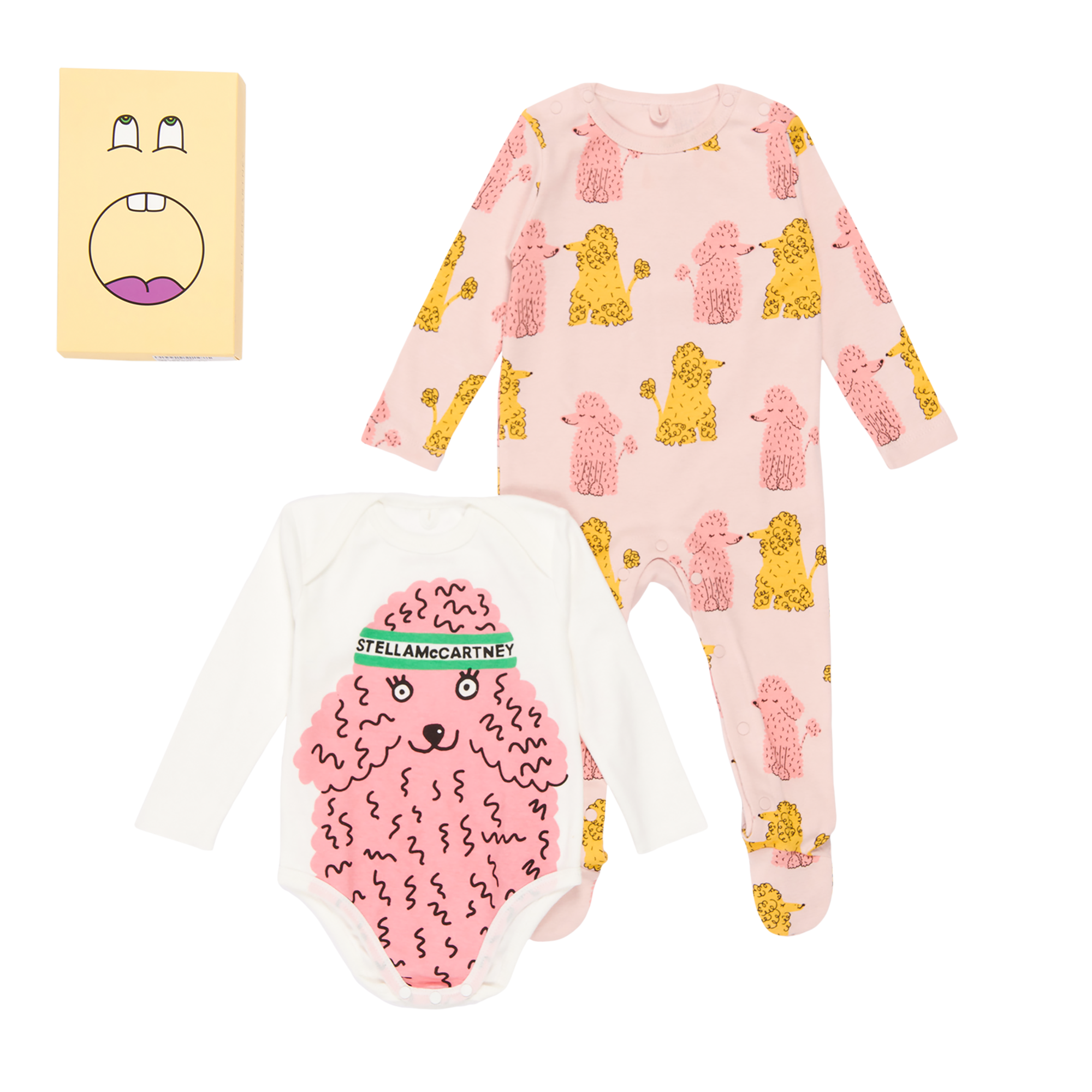 BABY GIRL POODLE BODYSUIT AND ROMPER SET,PINK