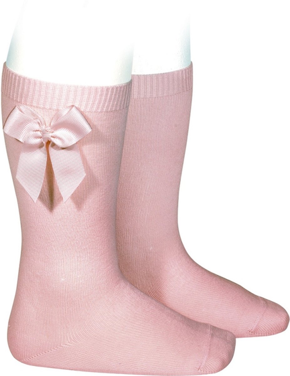 BOW KNEE HIGH SOCKS, PALE PINK - Cemarose Children's Fashion Boutique
