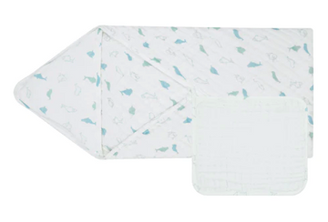 9 Layer Organic Cotton Hooded Baby Towel - Baby Beluga