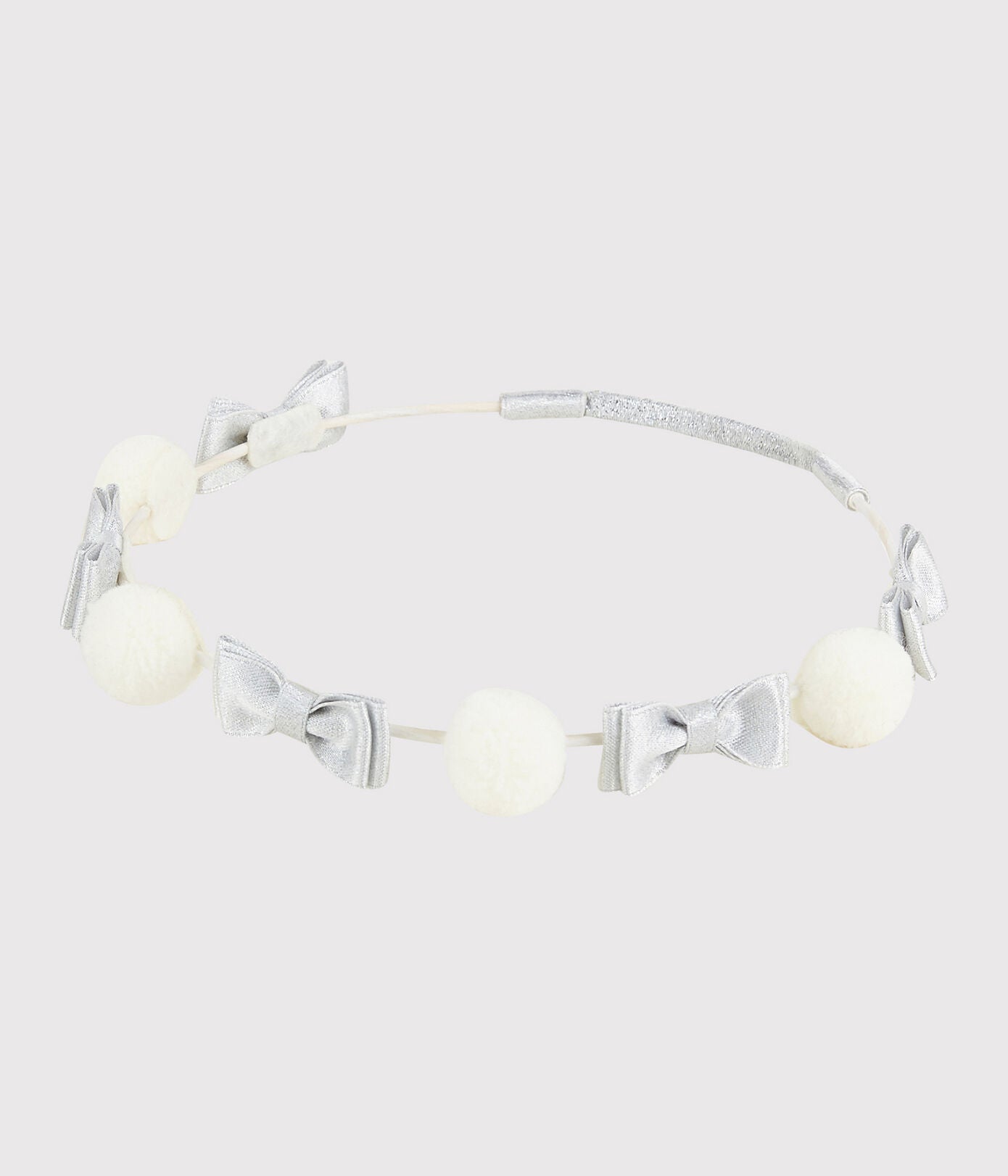 GIRLS' HAIRBAND,WHITE/GREY