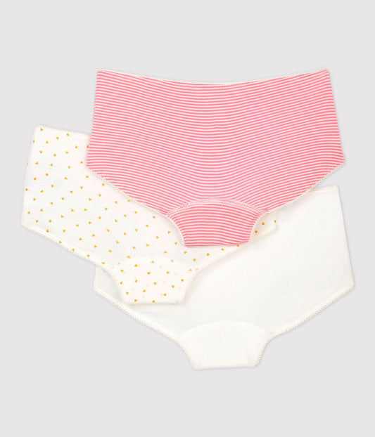 GIRLS' HEART PRINT COTTON HIPSTERS - 3-PACK