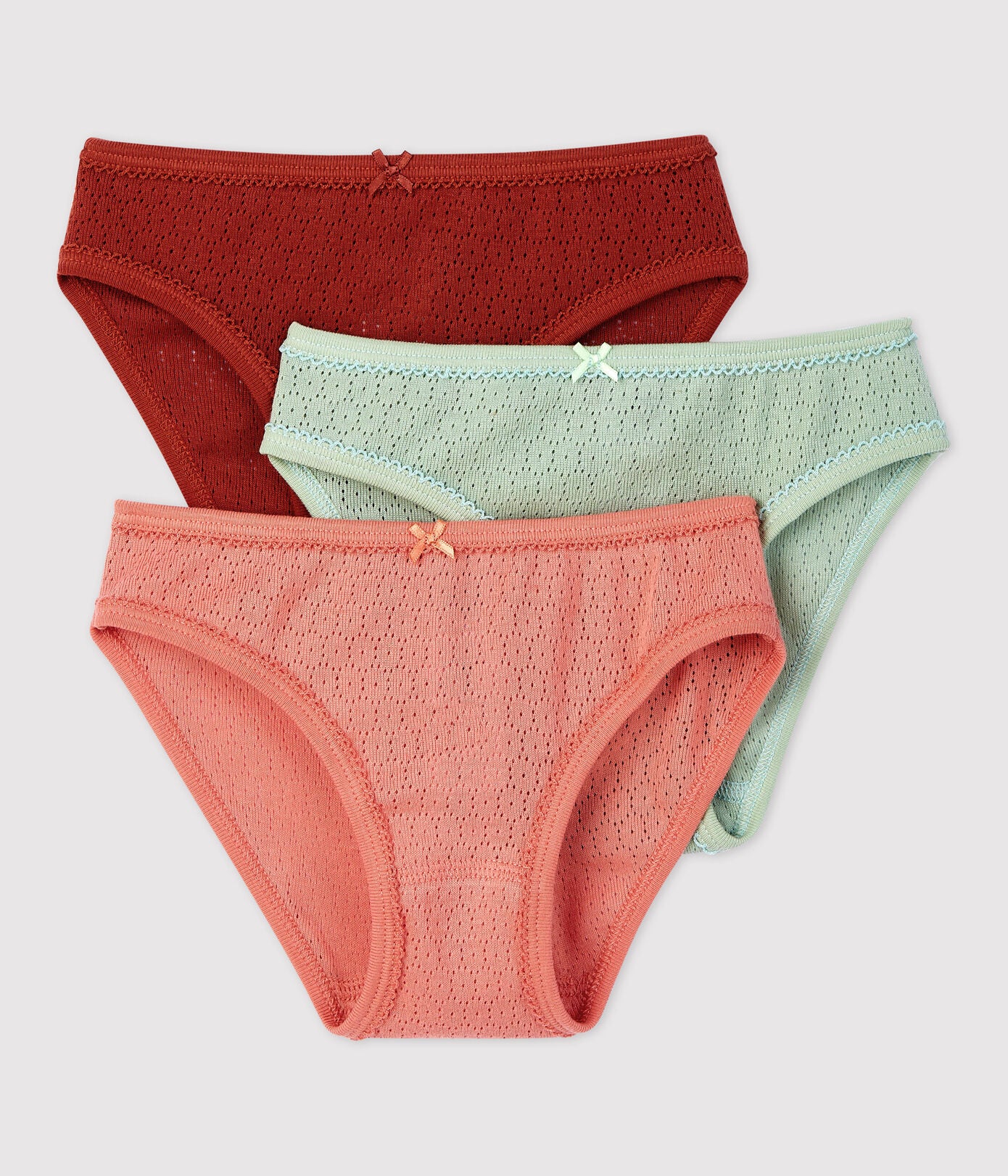 GIRLS' OPENWORK COTTON BRIEFS - 3-PACK