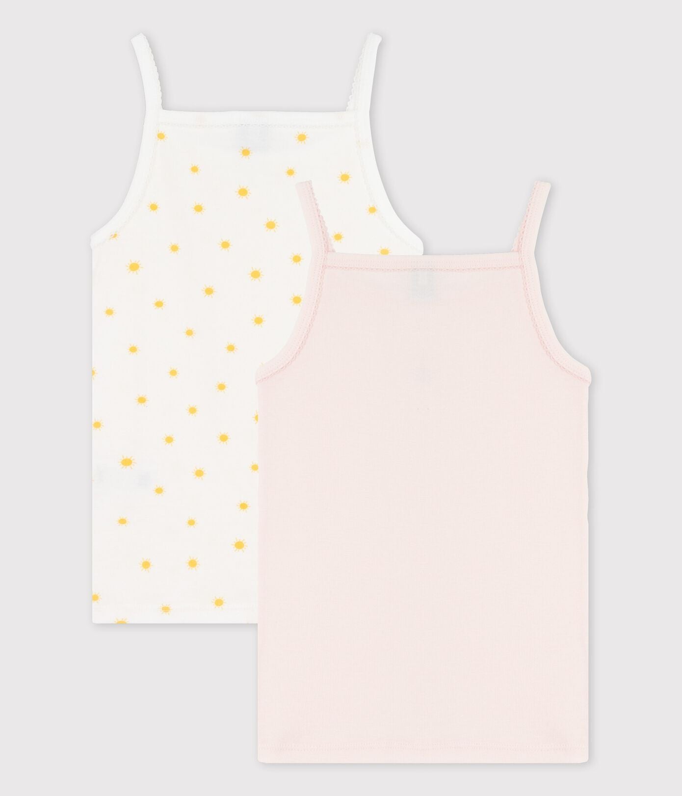 GIRLS' SUN PRINT ORGANIC COTTON VEST TOPS - 2-PACK