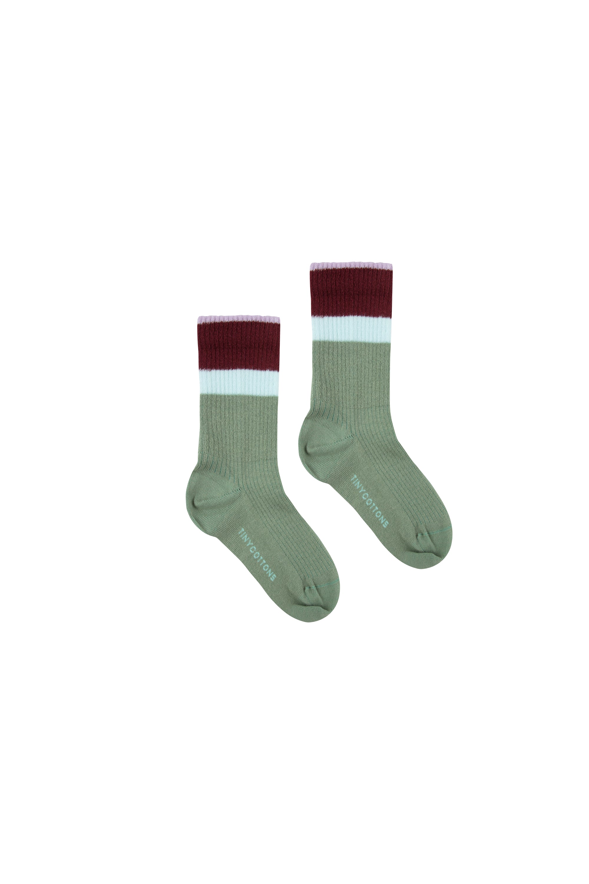 STRIPES MEDIUM RIB SOCKS green wood/aubergine - Cemarose Children's Fashion Boutique