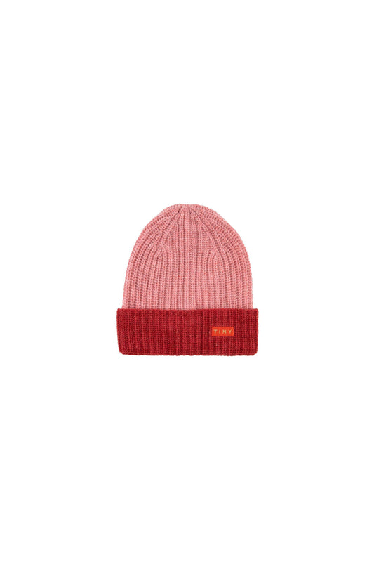 'TINY'' COLOR BLOCK BEANIE pale pink/burgundy - Cemarose Children's Fashion Boutique