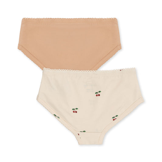 BASIC 2 PACK GIRL UNDERPANTS GOTS - CHERRY/ TOASTED ALMOND