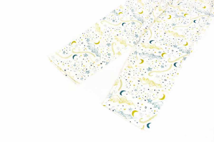 Women's Bamboo Pima 3/4 Sleeve Nursing PJ Set - Stars White