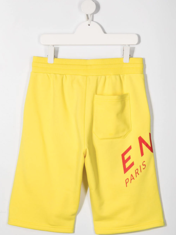 BOY 3POCKETS SHORTS,PRINTED LOGO ON LEG,YELLOW - Cémarose Canada