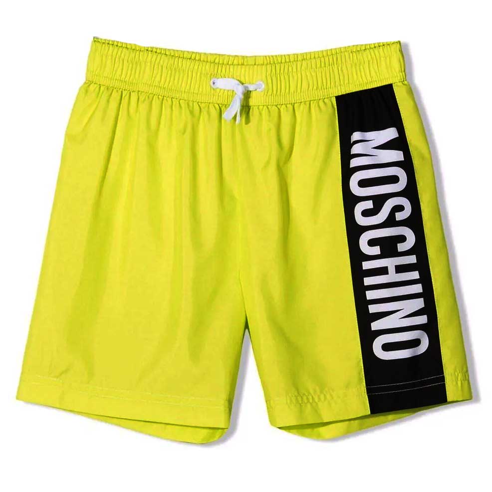 BOYS TEXT BOX LOGO MINI ME SWIM SHORTS, LIME