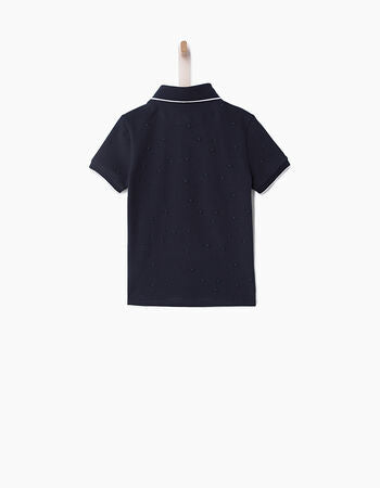 SS19, KID BOY EMBROIDERED DOUBLE COLLAR POLO - Cemarose Children's Fashion Boutique