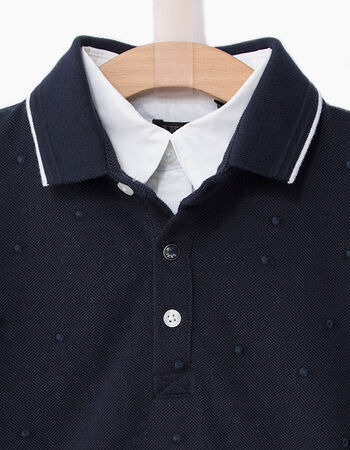 SS19, KID BOY EMBROIDERED DOUBLE COLLAR POLO - Cemarose Children's Fashion Boutique