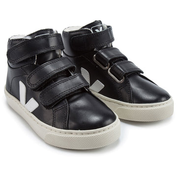 Boys Black Leather Velcro High Top Shoes - Cemarose Children's Fashion Boutique
