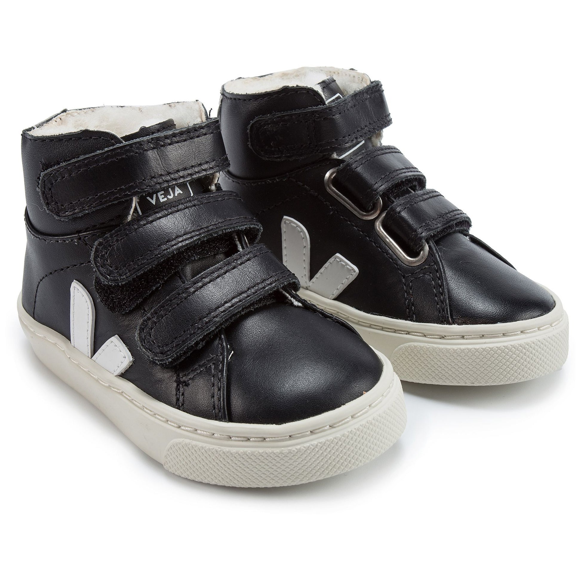 Baby Black Leather Velcro High Top Shoes - Cemarose Children's Fashion Boutique