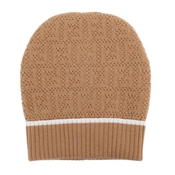 BOY KNITTED BEANIE WITH FF PATTERN - BEIGE