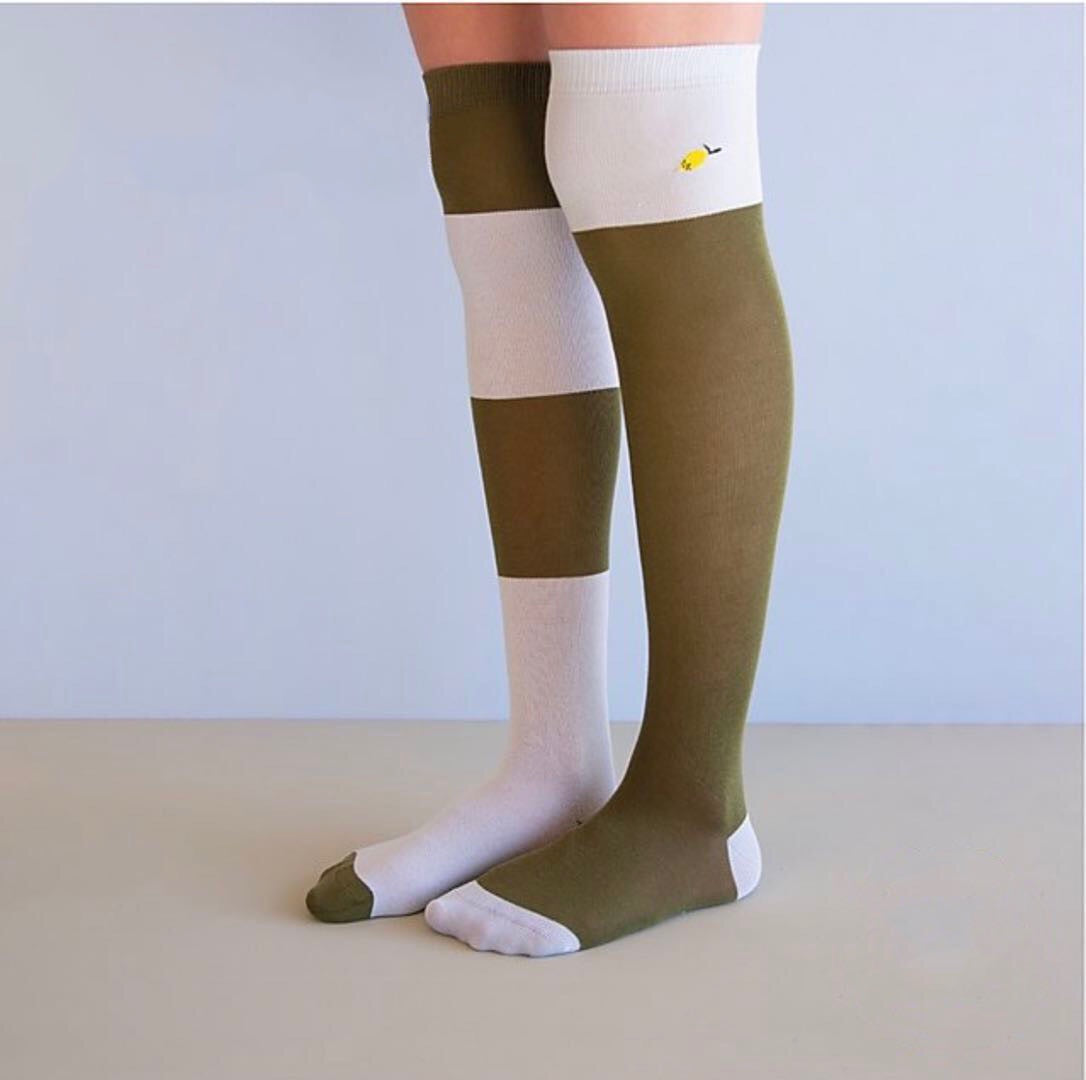 Over the knee high socks | Wanderer-seventies green - Cemarose Children's Fashion Boutique