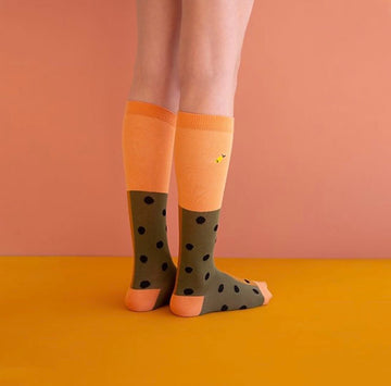 Knee high socks-black freckles - caramel fudge - Cemarose Children's Fashion Boutique