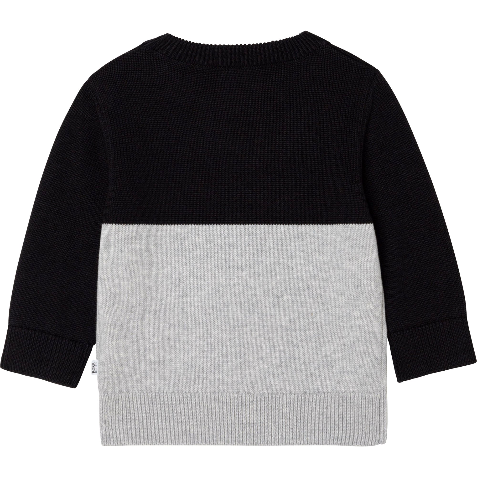 BOYS SWEATER WITH TEXT LOGO, BLACK/GREY