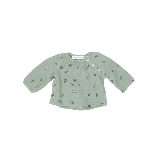 LS GRL BLOUSE W BUTTONS,FOREST LEAVES - Cemarose Children's Fashion Boutique
