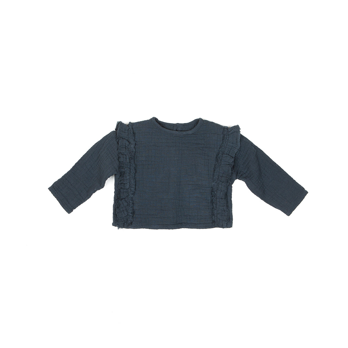 LS GRL RUFFLES BLOUSE, CARBON - Cemarose Children's Fashion Boutique