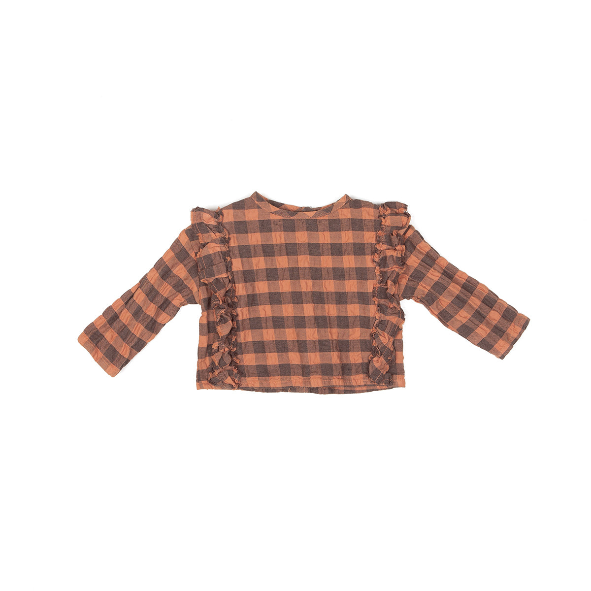 LS GRL RUFFLES BLOUSE, TREE BARCK CHECK - Cemarose Children's Fashion Boutique