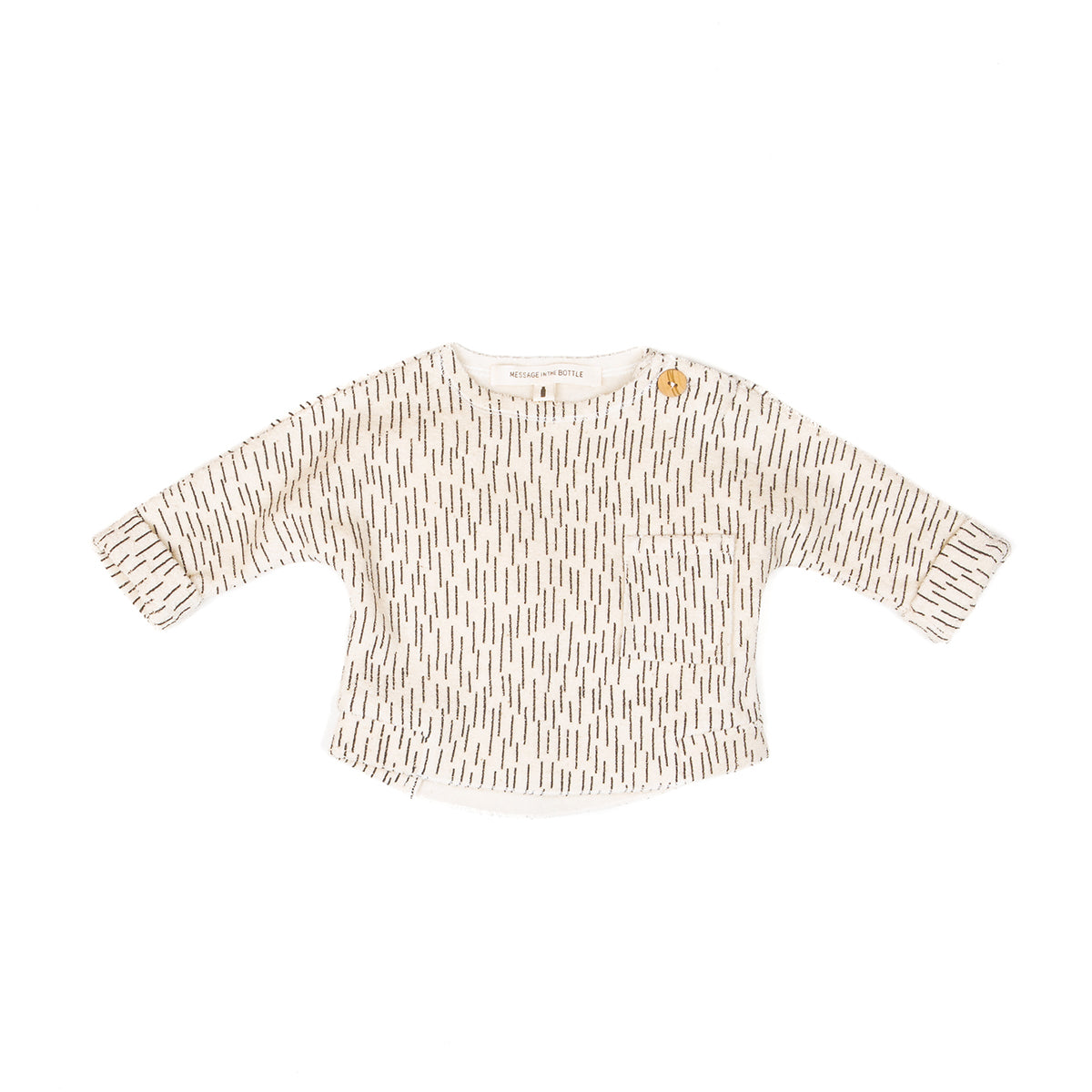 LS SHIRT FRONT POCKET, CREAM RAINING - Cemarose Children's Fashion Boutique