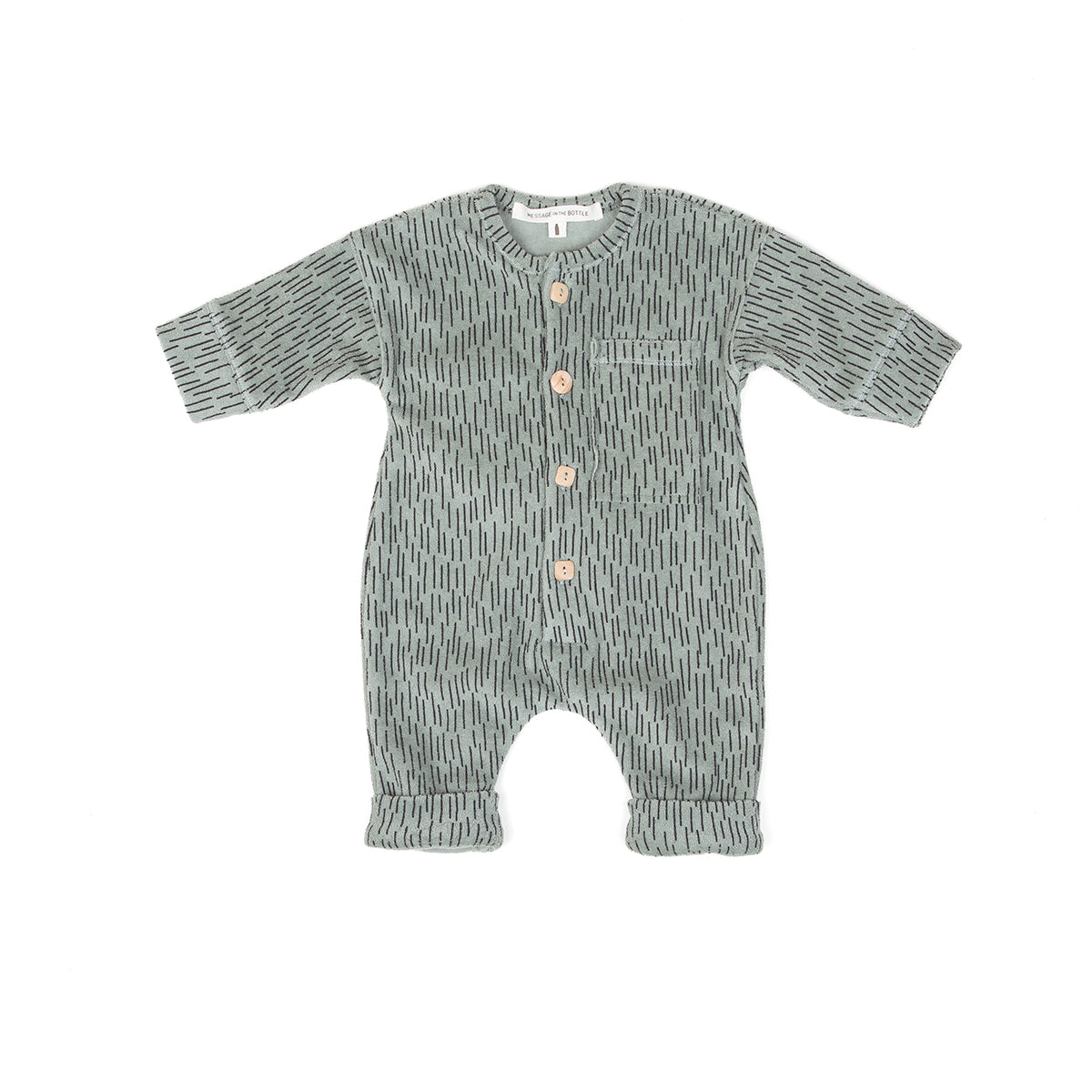 LS JUMPSUIT FRONT POCKET, MOSS RAINING - Cemarose Children's Fashion Boutique