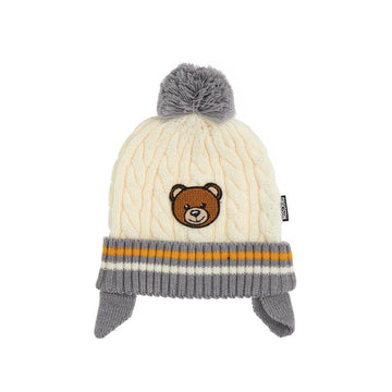 HAT WITH EAT FLAP BEAR AND POM POM, CLOUD