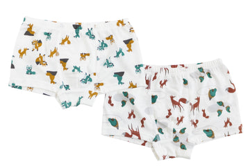 Bamboo Boys Boxer Briefs Underwear（2 Pack）-Fox