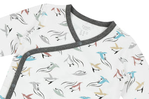 Organic Cotton Kimono Long Sleeve Onesie - Rainbow Swim
