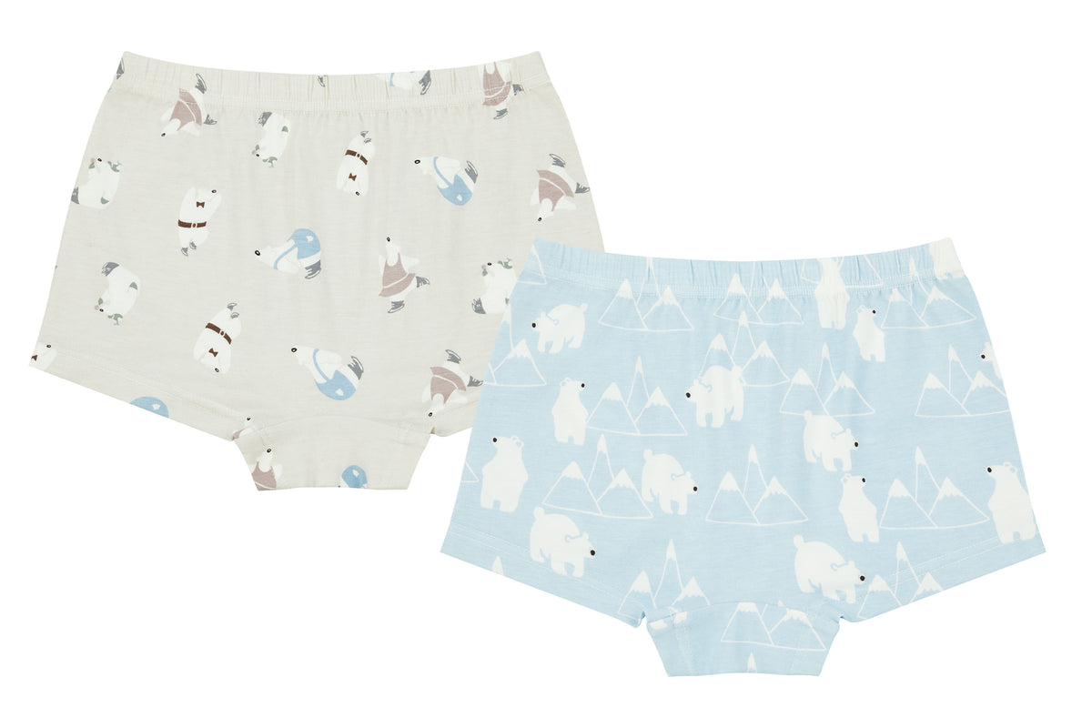Bamboo Girls Boy Short Underwear (2 Pack) - Polar Bear