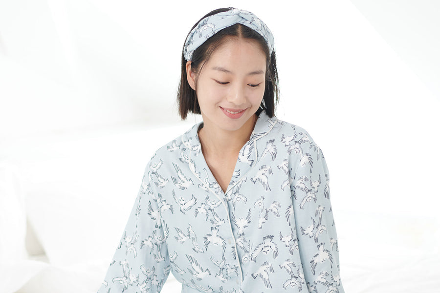 Women’s Bamboo Long Sleeve Button-Up PJ Set - Guess Hoo