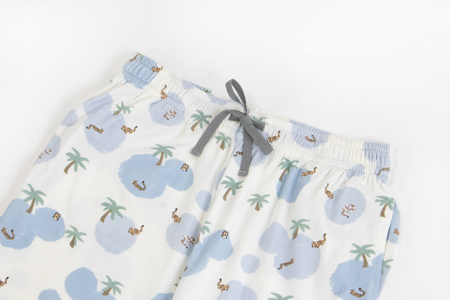 Women's Bamboo Jersey Short Sleeve Button-up PJ Set - Thirsty Tigers