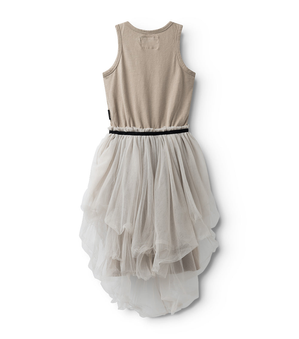 TULLE TANK TOP DRESS - STONE