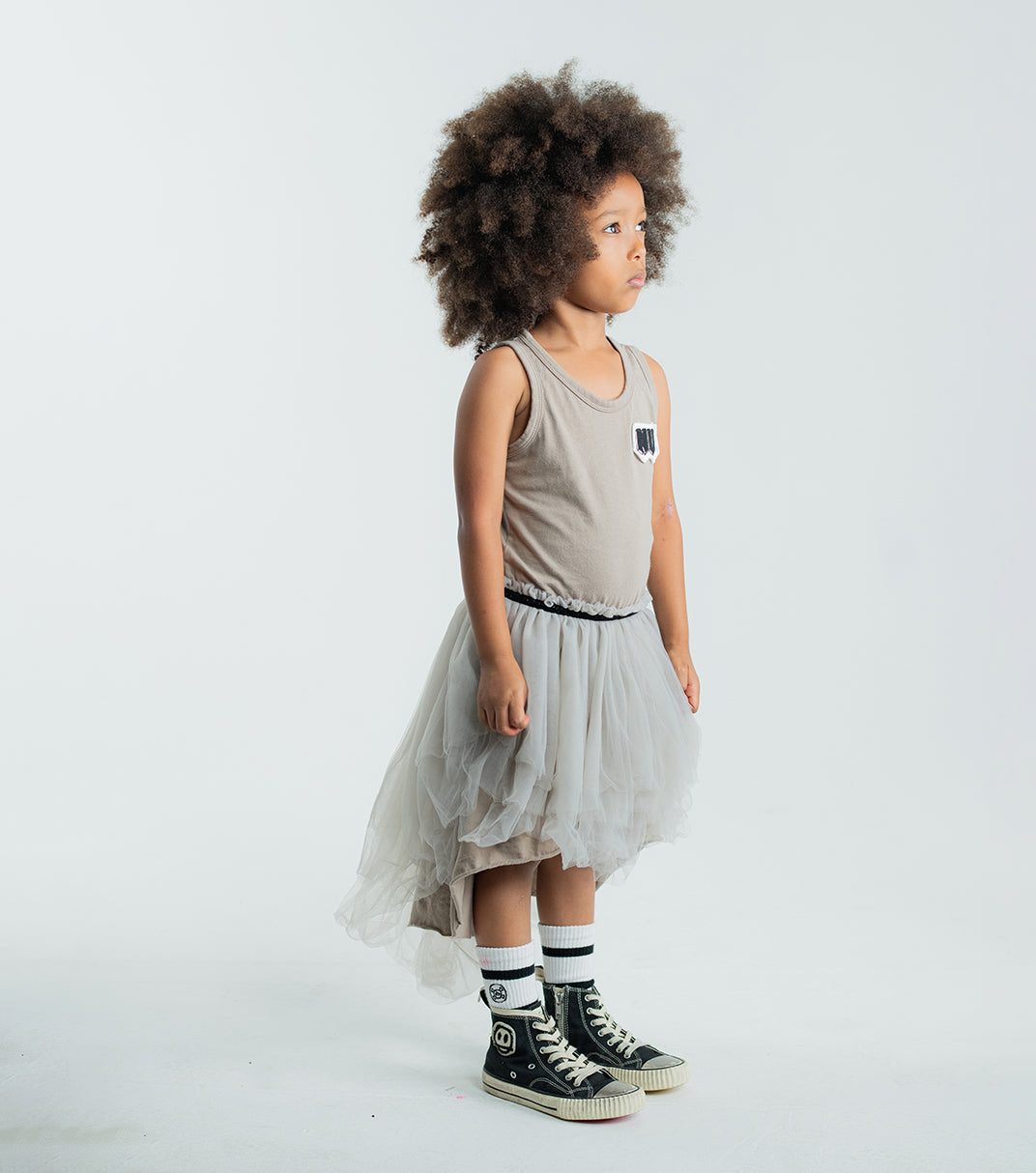 TULLE TANK TOP DRESS - STONE