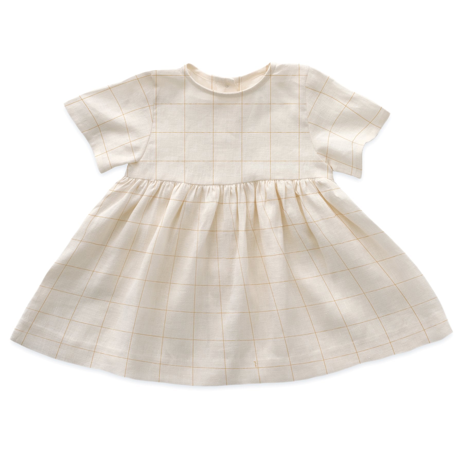 Short Sleeve Dress-Gardenia/Checks - Cémarose Canada